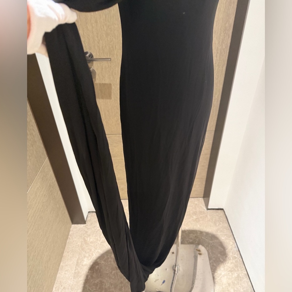 cult gaia One-Shoulder Black Evening Gown with Draped Cape - Picture 5 of 16